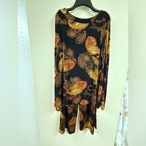 Sybelle Black and Orange Paisley Two-Piece Set